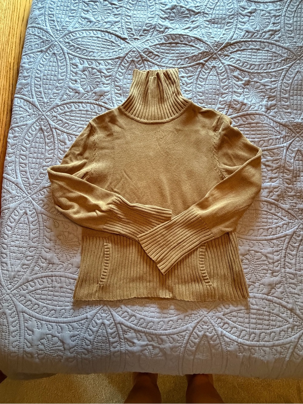 Vintage Ralph Lauren Turtleneck Ribbed 100% Cotton Sweater - Brown - M
